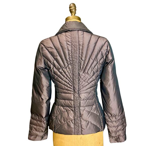 Archival Moncler Plum Down Jacket Size 2 Gold Zip Fitted Coat - Picture 4 of 10